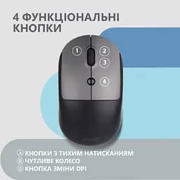 Мишка 2E MF218 Silent Wireless/Bluetooth Black/Grey (2E-MF218WBG) - мініатюра 5