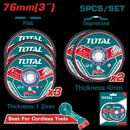 Набір відрізних та шліфувальних кругів Total 76х1.2х10 мм 5 шт. (TAC303768)