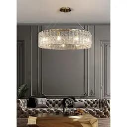 Підвісна латунна люстра із крижаними пластинами Ø 60 см | Line F | Арт. MJ360-600 AB