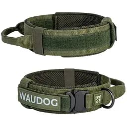 Ошейник для собак Waudog Pro с ручкой тактический, металлический фастекс, L, Ш 50 мм, Д 45-55 хаки