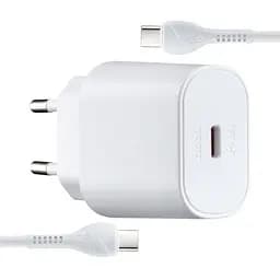 Сетевое зарядное устройство Hoco N22 Jetta PD25W charger set ( Type-C to Type-C ) ( EU ) Белый