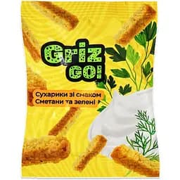 Сухарики пшенично-житні GrizGo зі смаком Сметани та зелені 35 г