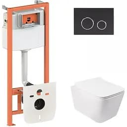 Набір Q-tap інсталяція 3 в 1 Nest QT0133M425 з панеллю змиву круглою QT0111M11V1146MB + унітаз з сидінням Crow QT05335170W