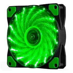 Кулер корпусний Voltronic sleeve fan 3pin + 4pin - 120мм, 12V, 1100об/хв, 15LED, Green
