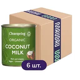 Упаковка органічного кокосового молока Clearspring 1.2 л (200 мл х 6 шт.)