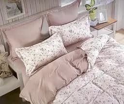 Постільна білизна сатин Laura-Grand 17 євро комплект з 4 наволочками Рожевий з визерунками