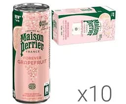 Maison Perrier Forever Grapefruit, Упаковка 10 шт. х 0,25 л, Вода мінеральна зі смаком Грейпфруту Мейсон Пер'є, без цукру, ж/б