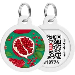 Адресник для собак і котів Waudog Smart ID з QR паспортом Гранати коло 25 мм