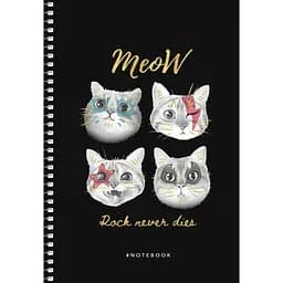 Тетрадь для записей Student А5, в клеточку, спираль, 80л., Четыре мордашки котиков (A5-SC-080-6077K)