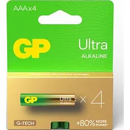 Батарейка Gp AAA LR03 Ultra Alkaline * 4 (24AU21-SB4 / 4891199218255) - мініатюра 2