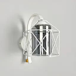 Металлическое бра в стиле Лофт в белом корпусе 28х17 см с плафоном Line F Арт. 8180/1W WT+GR