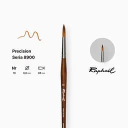Пензель синтетика кругла Raphael Precision, №10, для акрилу та олії, довга ручка - мініатюра 2