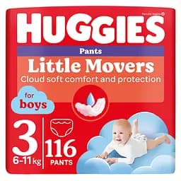 Набір трусиків-підгузків для хлопчиків Huggies Little Movers Pants 3 (6-11 кг), 116 шт. (2 уп. по 58 шт.)