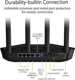 Маршрутизатор Asus TUF-BE3600 BE3600, 4xGE LAN, 2,5xGE WAN, 1xUSB3.2, MESH - мініатюра 6
