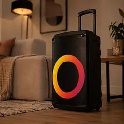 Портативна акустика ZXX-7878 / Акумуляторна колонка з Bluetooth, TWS, FM, USB, SD, RGB-підсвічуванням / Караоке колонка-валіза з 2 мікрофонами та пультом ДУ - мініатюра 4