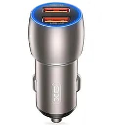 Автомобильное зарядное устройство, быстрая зарядка в авто серая XO CC52 QC 3.0 36W/2USB 12/24V