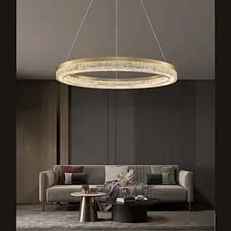 Золота кільцева люстра з епоксидною смолою 60 см Line F Арт. MJ317-600 AB+CL