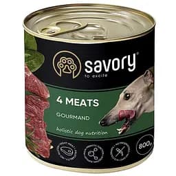 Влажный корм для взрослых собак всех пород Savory Dog Gourmand 4 мяса 800 г