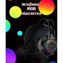 Навушники Ігрові XTRIKE ME Дротові навушники з мікрофоном та RGB підсвіткою , навушники для пк, Чорний
 - мініатюра 3