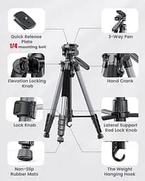 CAMBOFOTO 74"-Camera-Tripod, професійний алюмінієвий штатив/підставка для ніг Бездзеркальна камера/DSLR/Мобільний телефон - мініатюра 3