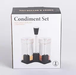 Органайзер набір Condiment Set для спецій на підставці з 2 баночками для солі та перцю по 120 мл Нержавіюча сталь - мініатюра 4