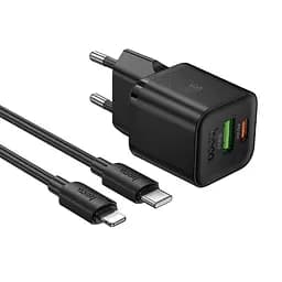 Зарядное устройство Hoco N65 USB/ Type-C PD QC черный + кабель Type-C to Lightning