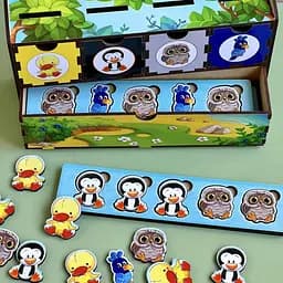 Дерев'яна настільна гра "Птахи" сортер-комодик Ubumblebees 24х15х6 см igr0001505 - мініатюра 2