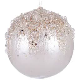 Ялинкова прикраса Куля 9.5 см біла (66-024)