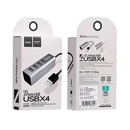 Хаб адаптер Usb Hoco на 4 Usb Line machine HB1 silver 6957531038146 - мініатюра 2