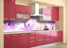 Кухонний фартух самоклеючий Фіолетові квіти вініловий для кухні наклейка ПВХ 60х250 см Happy Pocket Z180380 - мініатюра 6