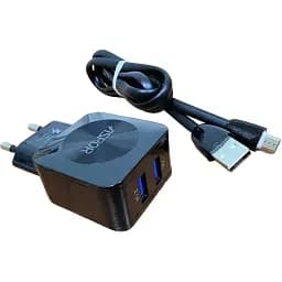 Блок живлення зарядний пристрій F13c 2 виходи USB + кабель microUSB