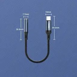 Кабель Remax Jack 3.5 AUX - USB C Sury 15 см чорний - мініатюра 3