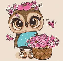 Картина по номерам. Art Craft "Совеня з квітами" 30 * 30 см 15515-AC