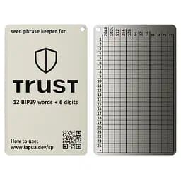 Мнемонічний планшет Lapua Seed phrase keeper for Trust Wallet (LSPKTW)