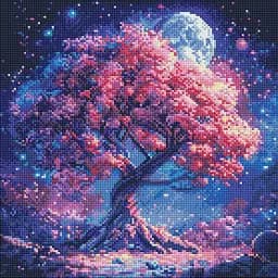 Алмазна мозаїка Силует дерева ©art_selena_ua Ідейка AMO8214, 40х40 см