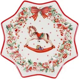 Блюдо BonaDi в форме снежинки Рождественская фантазия фарфоровая. 25 см kuh0007091