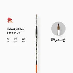 Пензель колонок круглий Raphael Kolinsky Sable, №2/0, професійний, коротка ручка - мініатюра 2