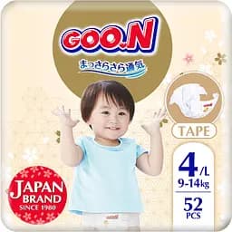 Упаковка підгузків для дітей Goo.N Premium Soft 4 L (9-14 кг) 104 шт. (52 шт. х 2 шт.) - мініатюра 2