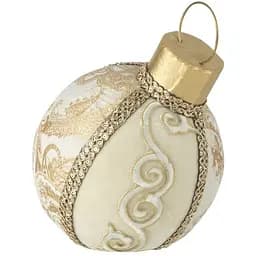 Ялинкова куля J-line декоративна різдвяна золотого кольору з текстилю діаметр 15 см (46504)