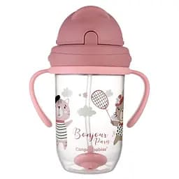 Чашка непроливайка з трубочкою та обтяжувачем Canpol babies Bonjour Paris 70 мл червоний