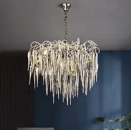 Люстра с подвесными объемными стеклянными элементами дымчатого цвета Line.F Y 03 CH+GR