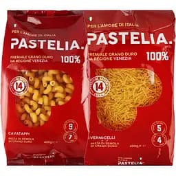 Набір макаронних виробів Pastelia Vermicelli 400 г +  Pastelia Cavatappi 400 г