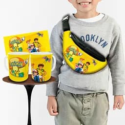 Набір: дитяча сумка-бананка+кружка Покемон Пікачу 32х15см, бананка для хлопчика через плече на подарунок (00945)
