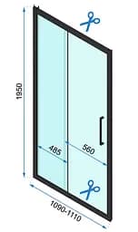 Душова кабіна Rea Rapid Slide 100x110 black REA-K6423 + REA-K6401, Чорний матовий, Універсальна, прозрачний, Чорний матовий - мініатюра 6