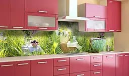 Вініловий кухонний фартух Сніданок на природі наклейка для кухні ПВХ трава Зелений Happy Pocket Z181796