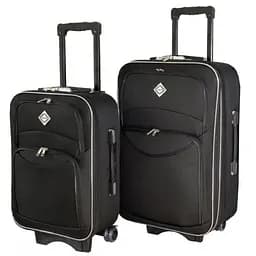 Набір тканинних валіз 2 шт середня і велика на колесах чорний