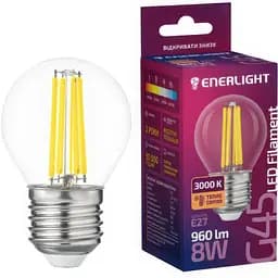 Светодиодная лампа Enerlight Filament G45 8Вт 3000К Е27 (G45E278FILWGL)
