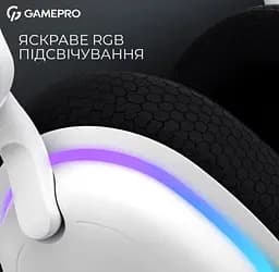 Игровые беспроводные наушники GamePro HSW-250 7.1 Bragi Asgard RGB Tri-Mod White - мініатюра 14