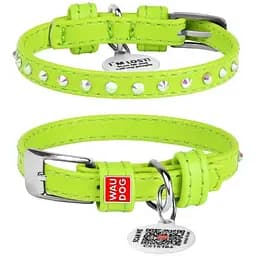 Нашийник для собак Waudog Glamour шкіряний з QR паспортом, з клейовими стразами, XS, Ш 9 мм, Дов 19-25 см (4820082498955)