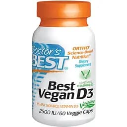 Веганский витамин D3 Doctor's Best 2500 IU 60 гелевых капсул
